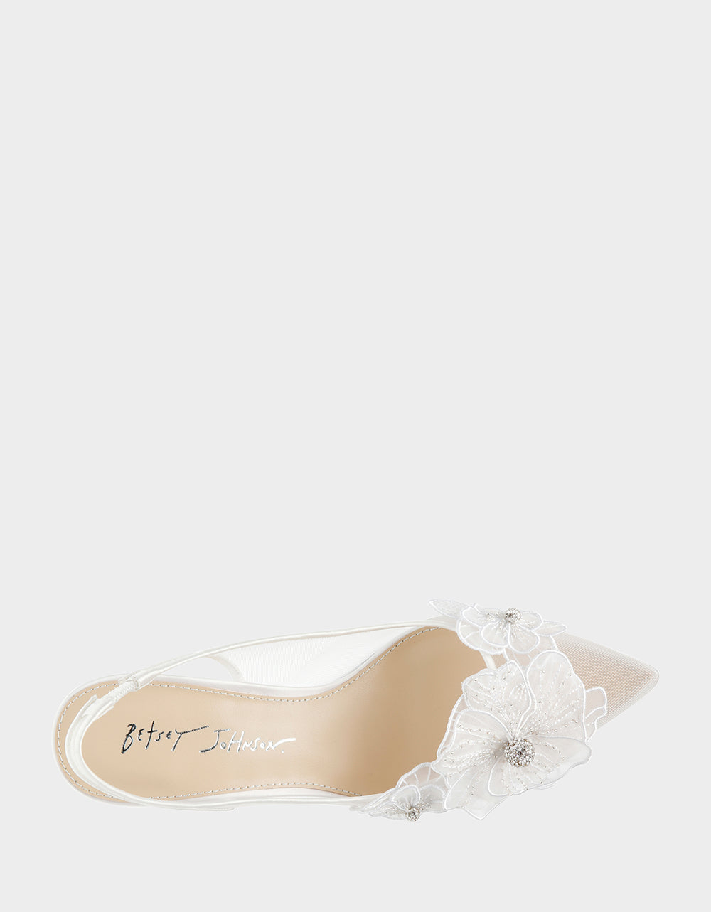 Betsey Johnson Top Pick | PETRA IVORY Slingback Floral Mesh Block Heel
