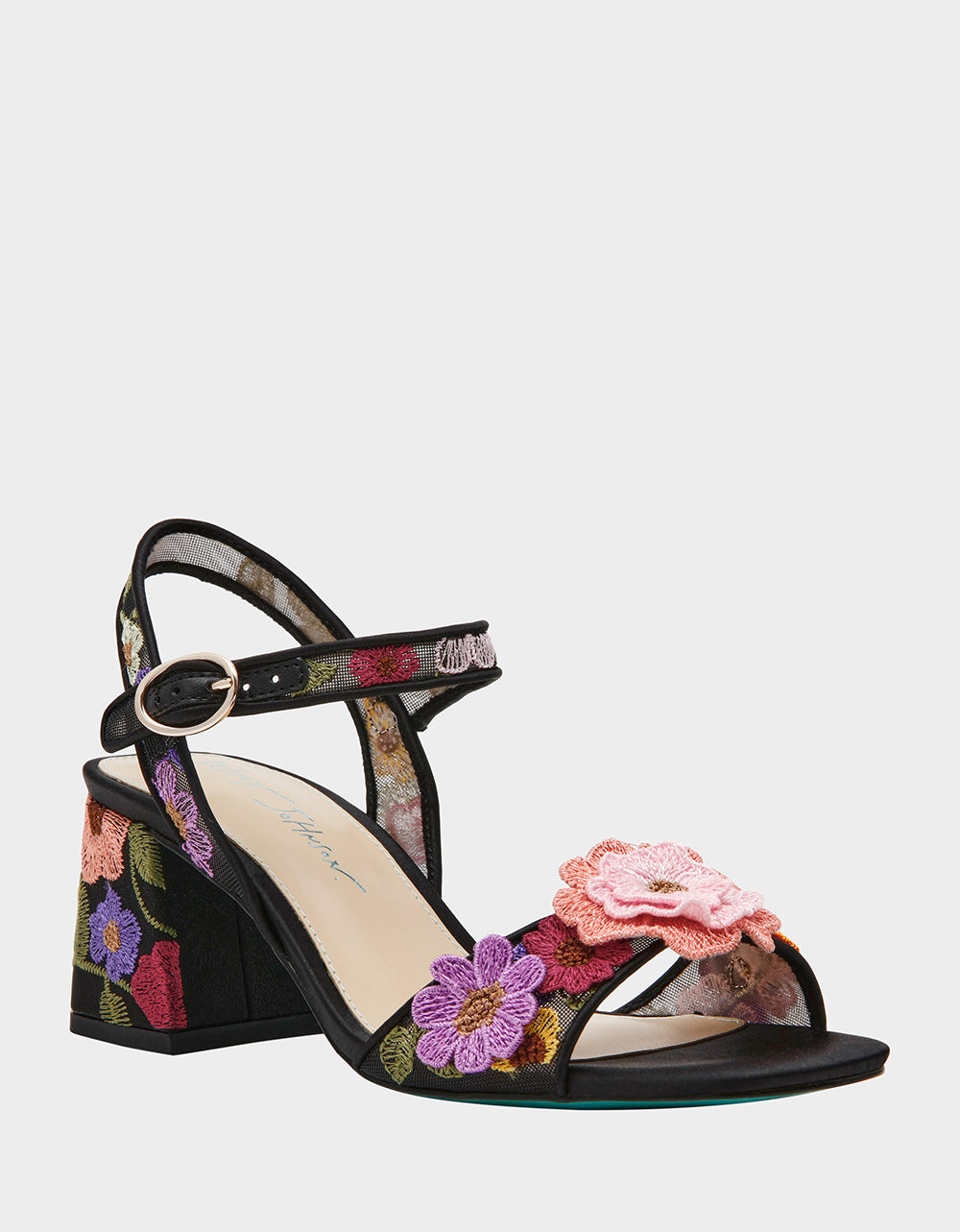 Betsey Johnson Best Price | BLARE BLACK FLORAL Square-Toe Slingback Block Heel