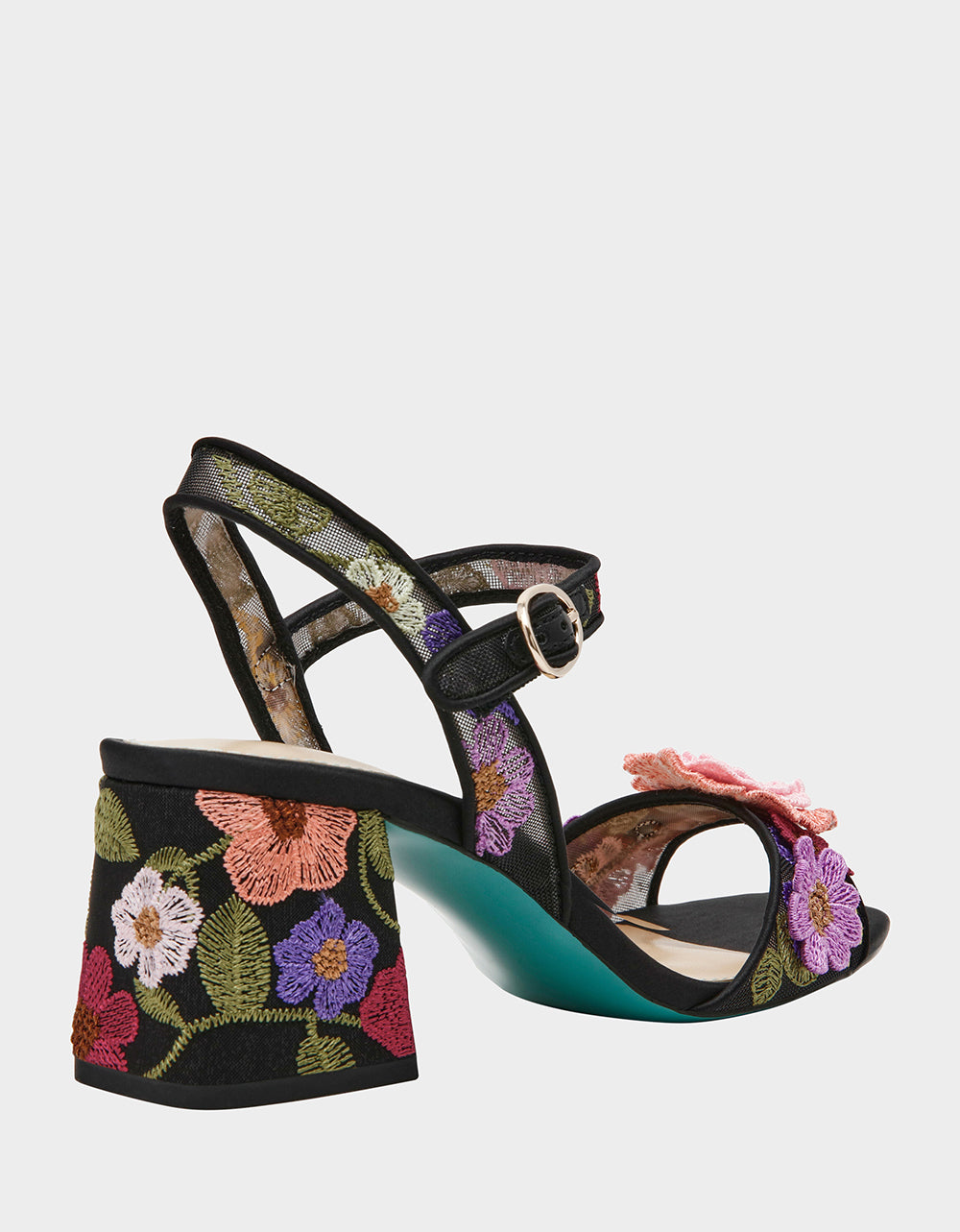 Betsey Johnson Best Price | BLARE BLACK FLORAL Square-Toe Slingback Block Heel