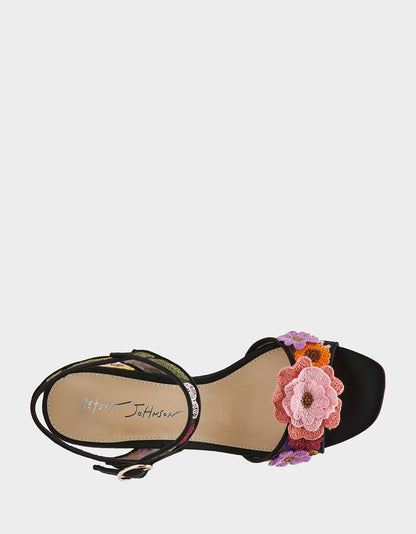 Betsey Johnson Best Price | BLARE BLACK FLORAL Square-Toe Slingback Block Heel