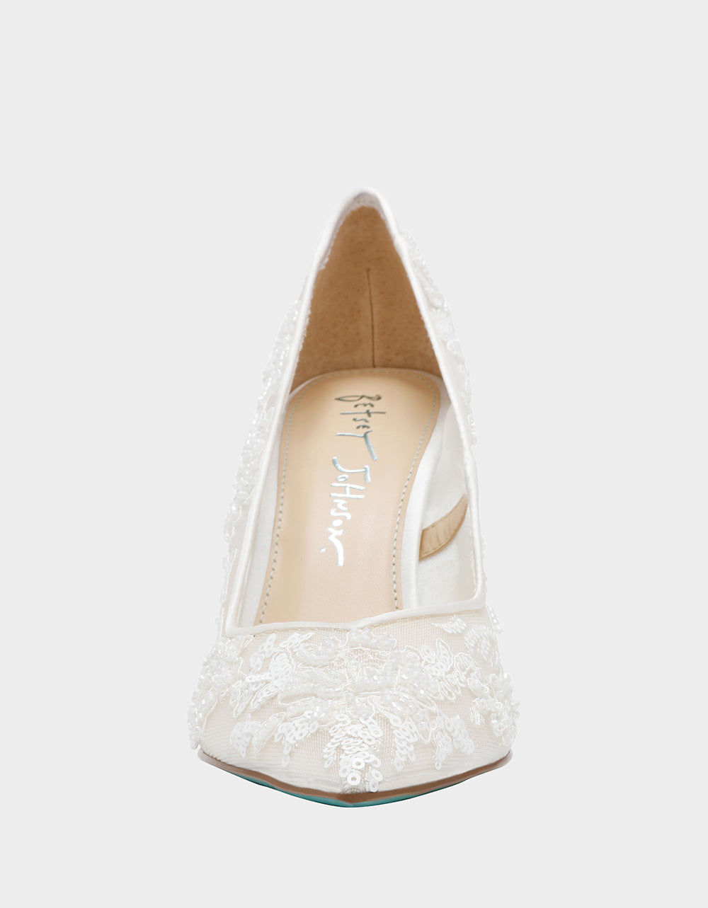 Betsey Johnson Featured | JENII IVORY Pointed-Toe Mesh Embellished Floral Print Pump Women's Heel
