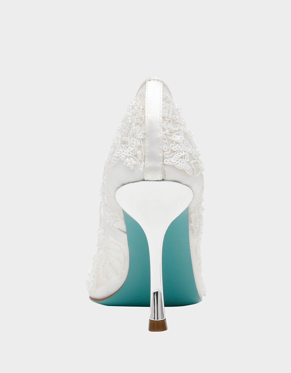 Betsey Johnson Featured | JENII IVORY Pointed-Toe Mesh Embellished Floral Print Pump Women's Heel