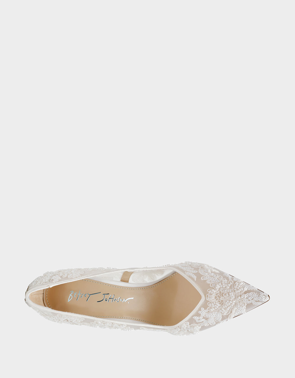 Betsey Johnson Featured | JENII IVORY Pointed-Toe Mesh Embellished Floral Print Pump Women's Heel