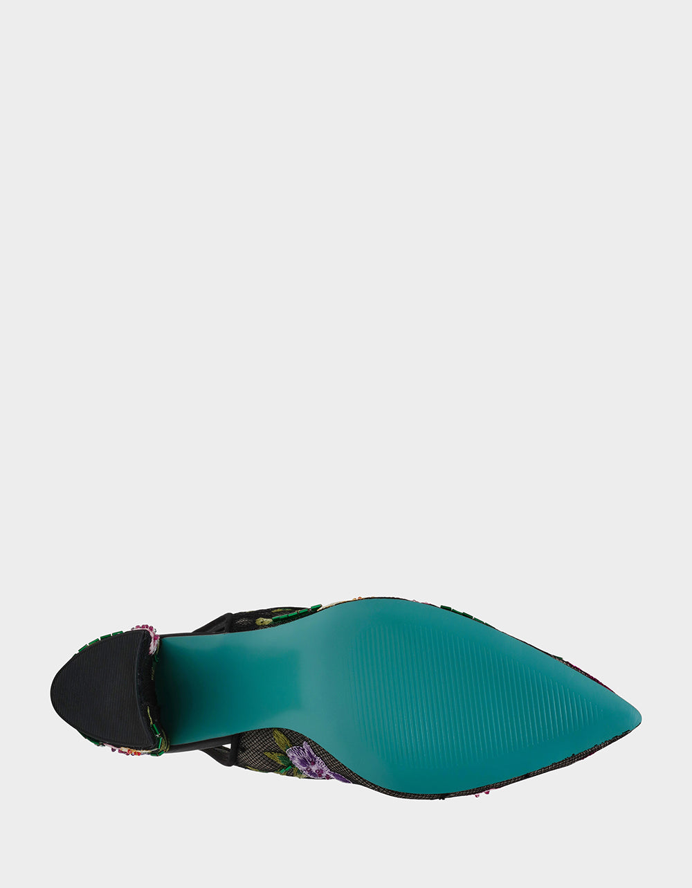 Betsey Johnson Hot Sale | LIRA BLACK MULTI FLORAL Pointed-Toe Slingback Mesh Women's Heel