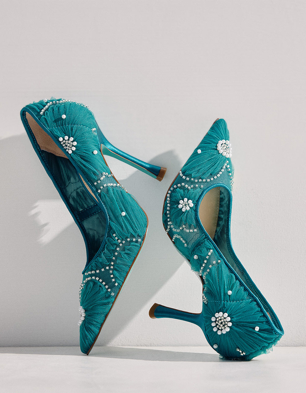 Betsey Johnson Latest | ROXIE EMERALD Pointed-Toe Mesh Stiletto Pump Women's Heel