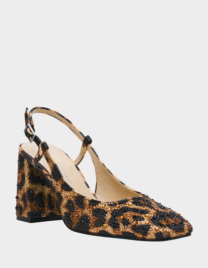 Betsey Johnson Best Seller | ELIAS LEOPARD Square-Toe Slingback Block Heels