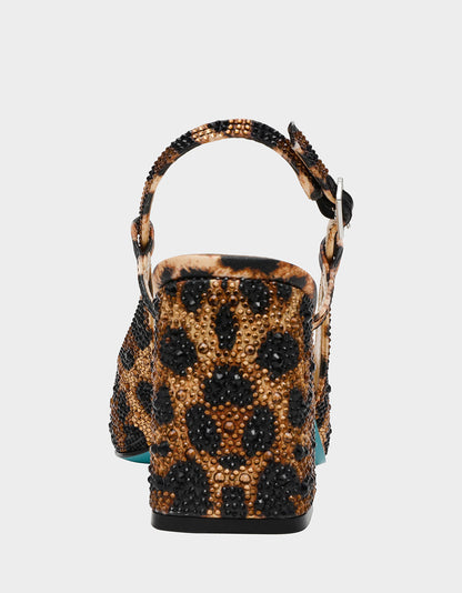 Betsey Johnson Best Seller | ELIAS LEOPARD Square-Toe Slingback Block Heels