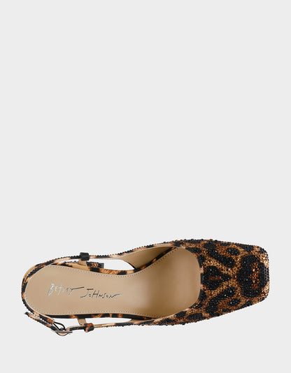 Betsey Johnson Best Seller | ELIAS LEOPARD Square-Toe Slingback Block Heels