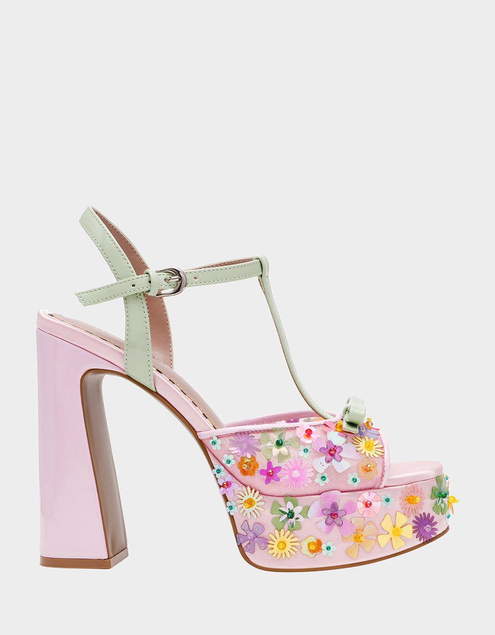 Betsey Johnson Featured | MELODIE PINK MULTI Women's Platform Floral Heel Sandal