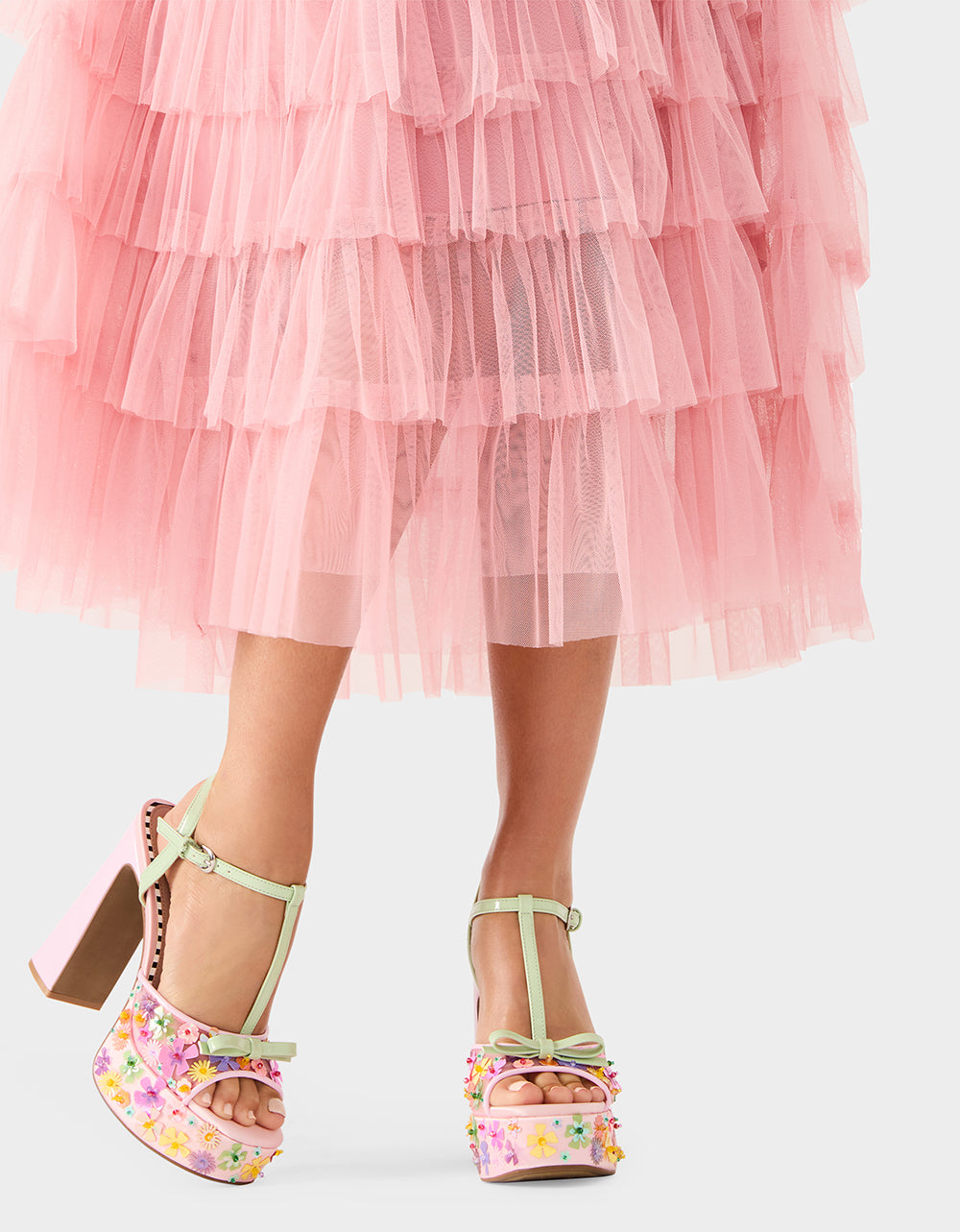 Betsey Johnson Featured | MELODIE PINK MULTI Women's Platform Floral Heel Sandal