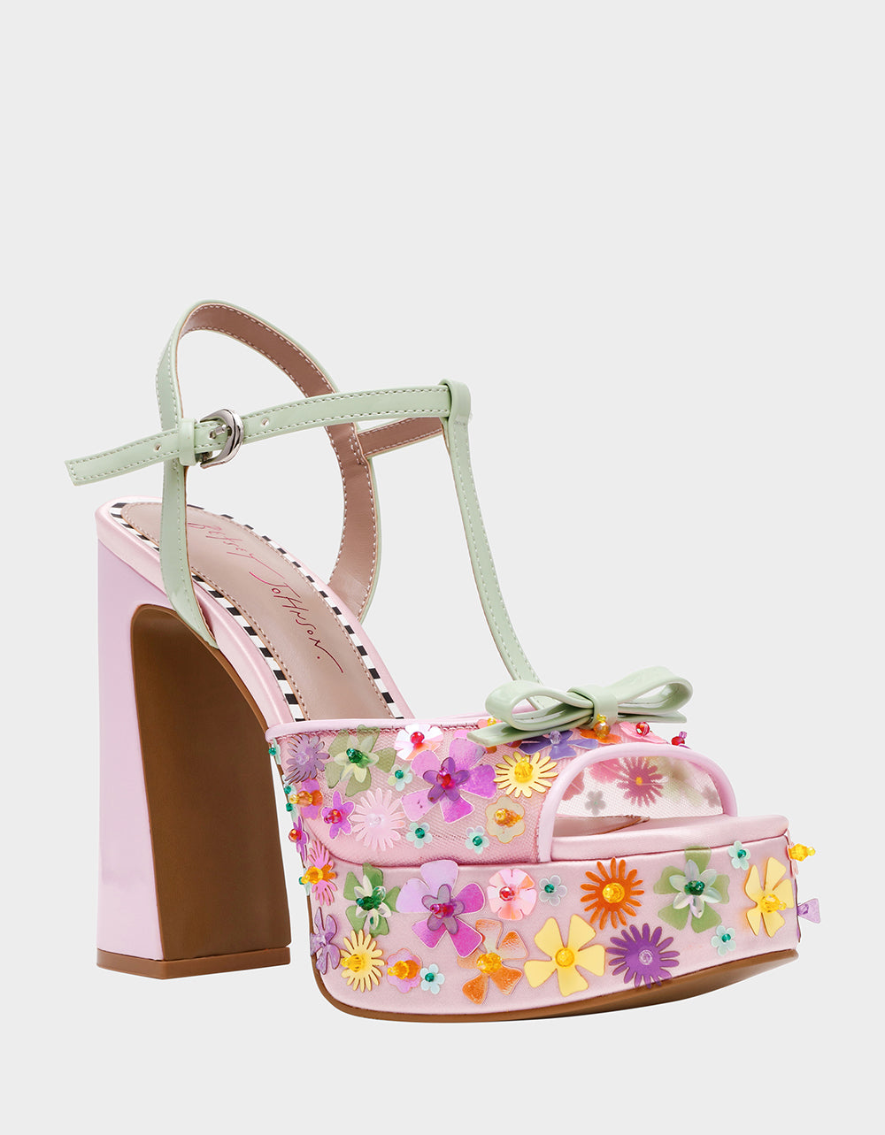 Betsey Johnson Featured | MELODIE PINK MULTI Women's Platform Floral Heel Sandal