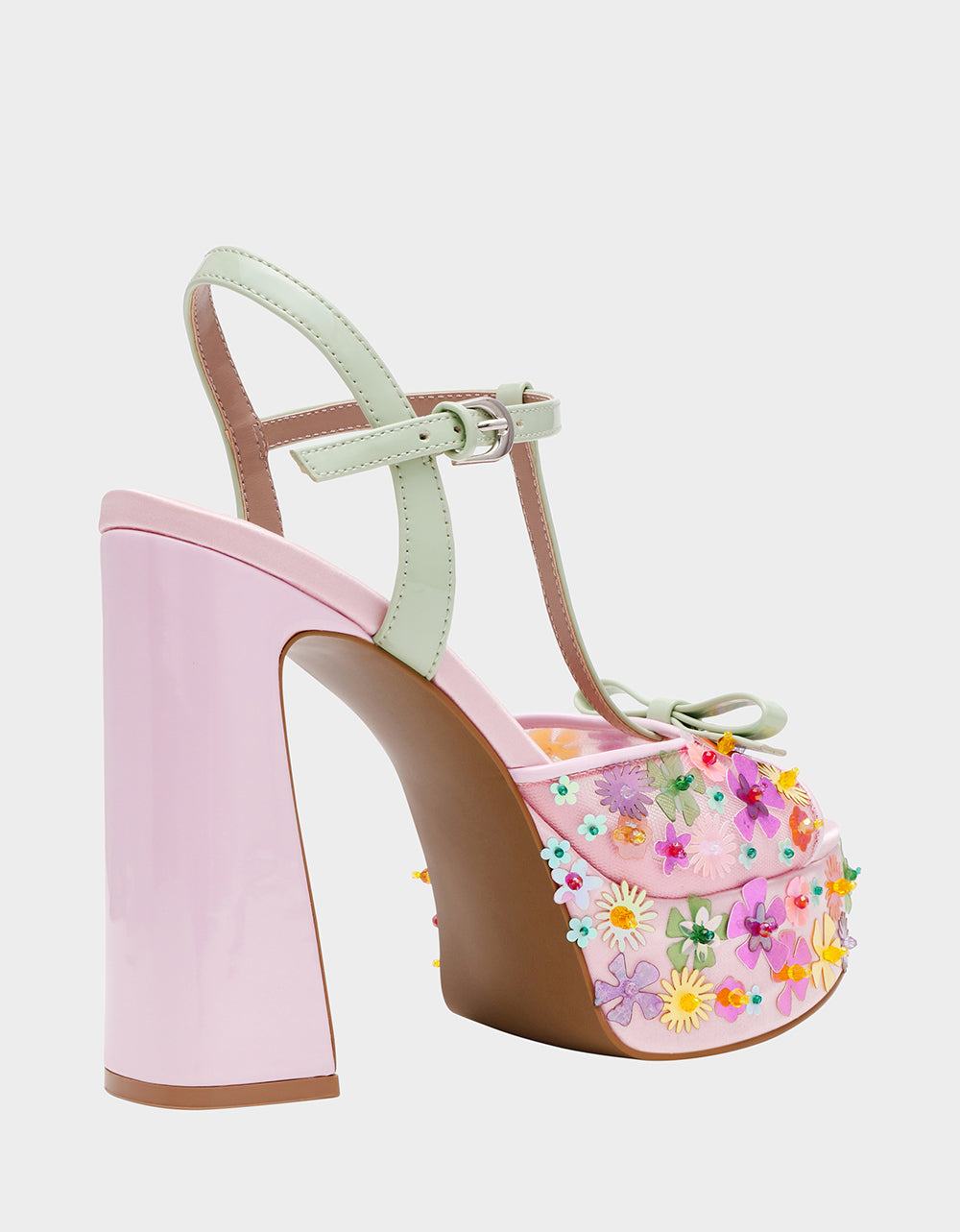 Betsey Johnson Featured | MELODIE PINK MULTI Women's Platform Floral Heel Sandal