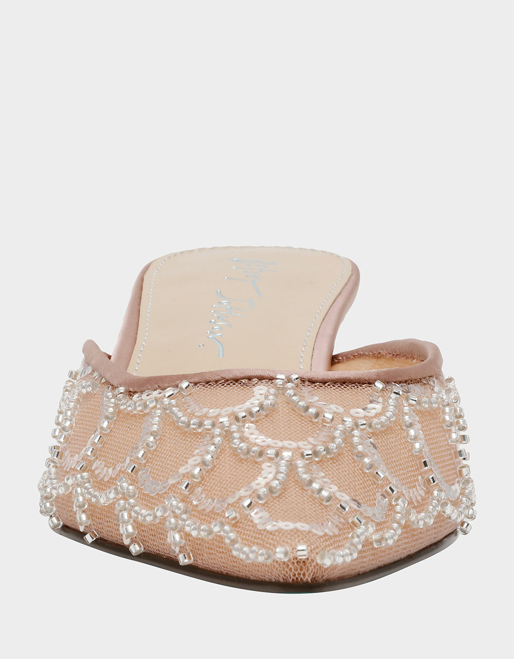 Betsey Johnson Popular | ELLIS NUDE Pointed-Toe Mesh Embellished Mule Women's Kitten Heel