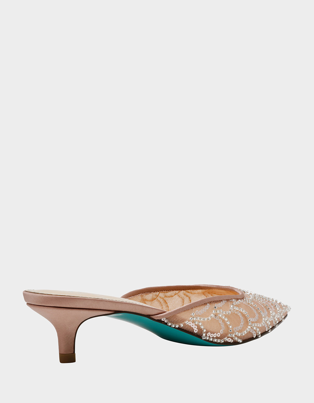Betsey Johnson Popular | ELLIS NUDE Pointed-Toe Mesh Embellished Mule Women's Kitten Heel