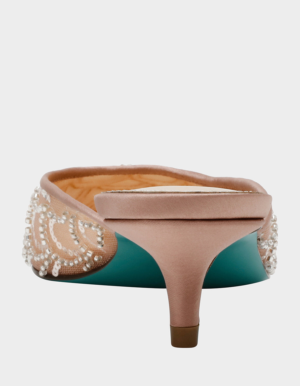 Betsey Johnson Popular | ELLIS NUDE Pointed-Toe Mesh Embellished Mule Women's Kitten Heel