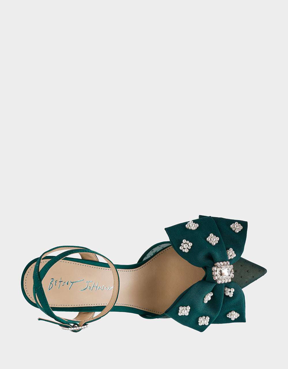 Betsey Johnson Trusted | MARK EMERALD Pointed-Toe Mesh Pump Rhinestone Bow Women's Heel