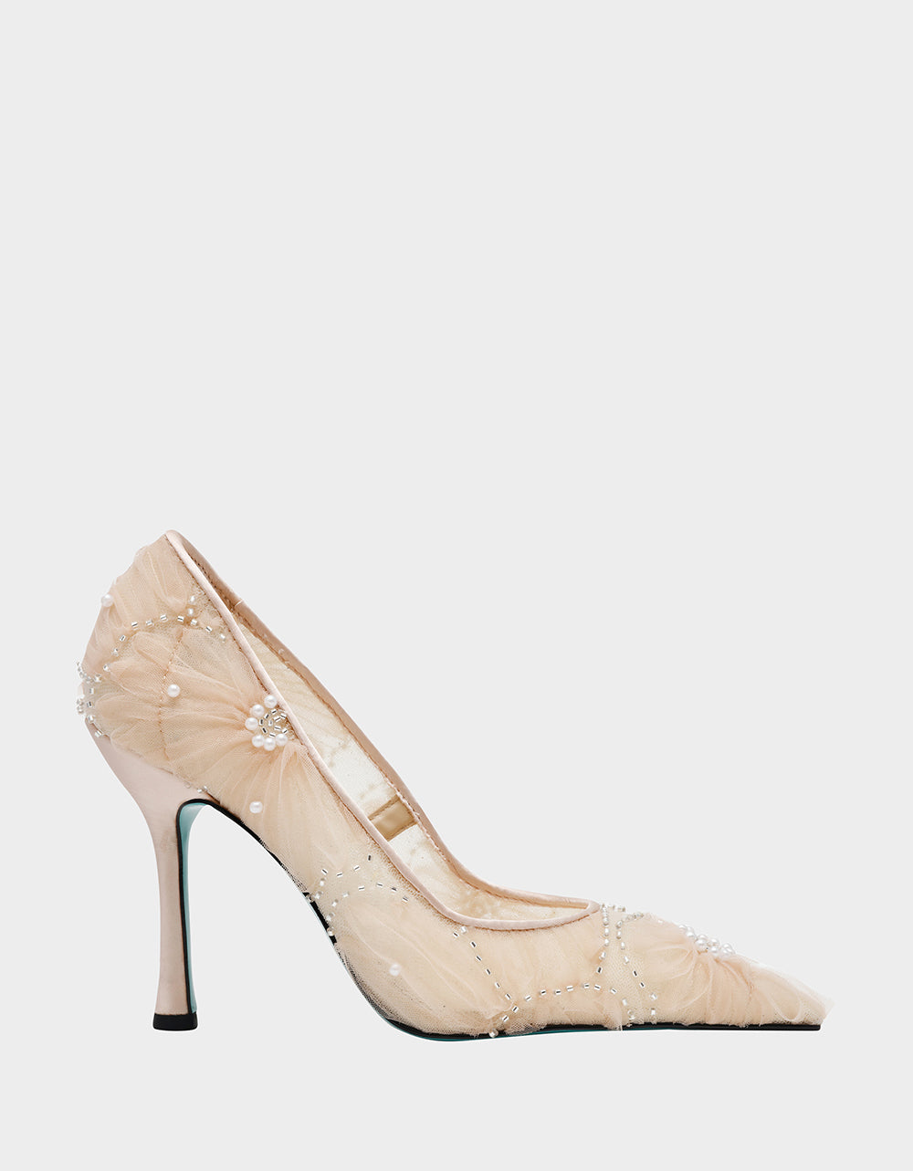 Betsey Johnson Everyday | ROXIE Nude Pointed-Toe Mesh Stiletto Pump Women's Heel