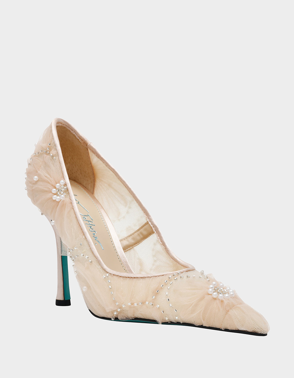 Betsey Johnson Everyday | ROXIE Nude Pointed-Toe Mesh Stiletto Pump Women's Heel