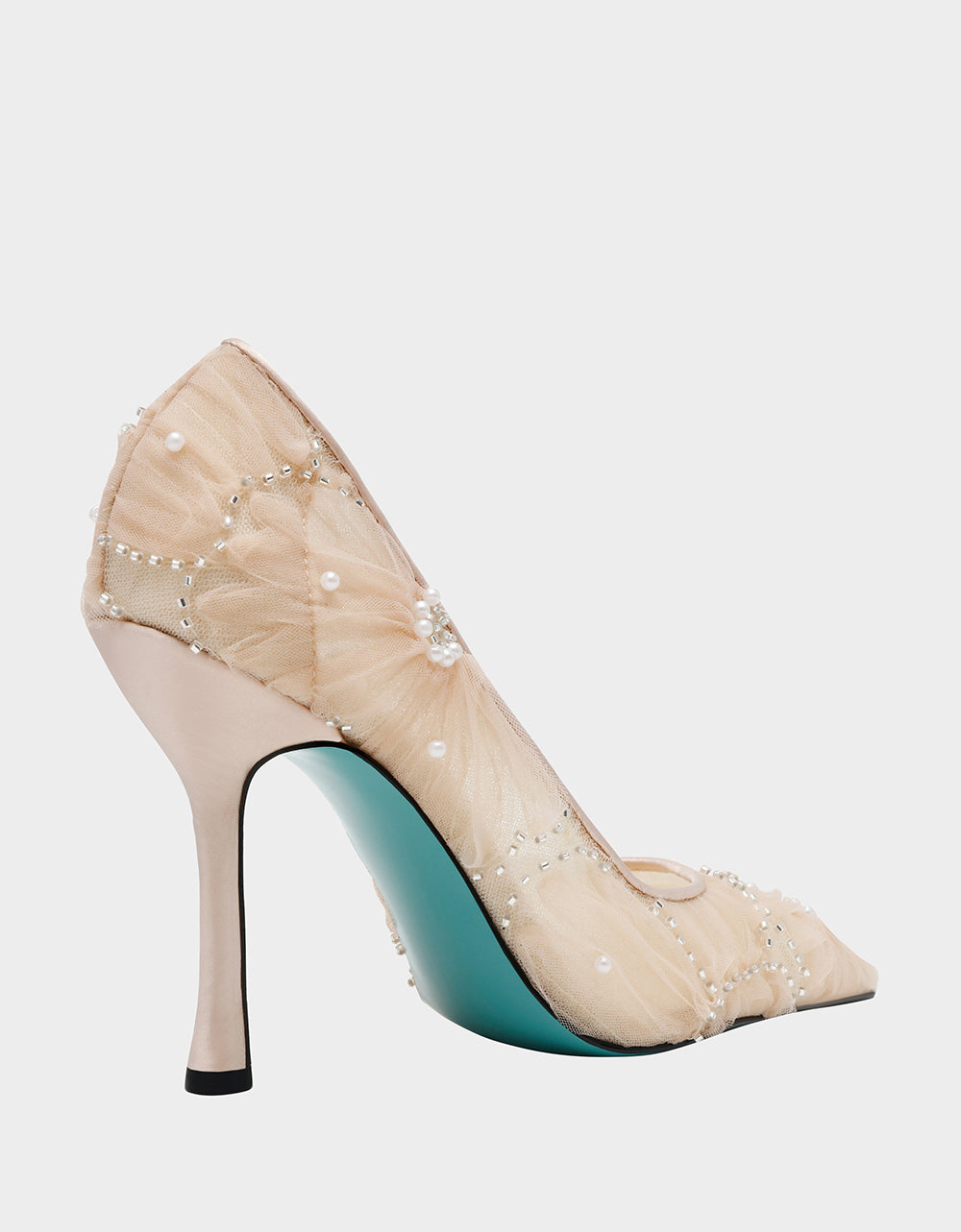 Betsey Johnson Everyday | ROXIE Nude Pointed-Toe Mesh Stiletto Pump Women's Heel
