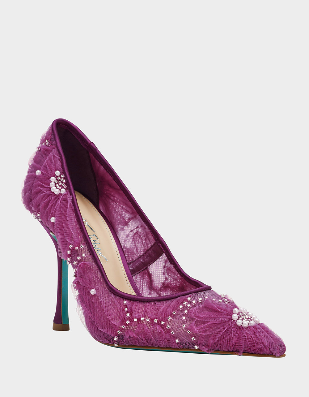 Betsey Johnson Discount | ROXIE OXBLOOD Pointed-Toe Mesh Stiletto Pump Women's Heel
