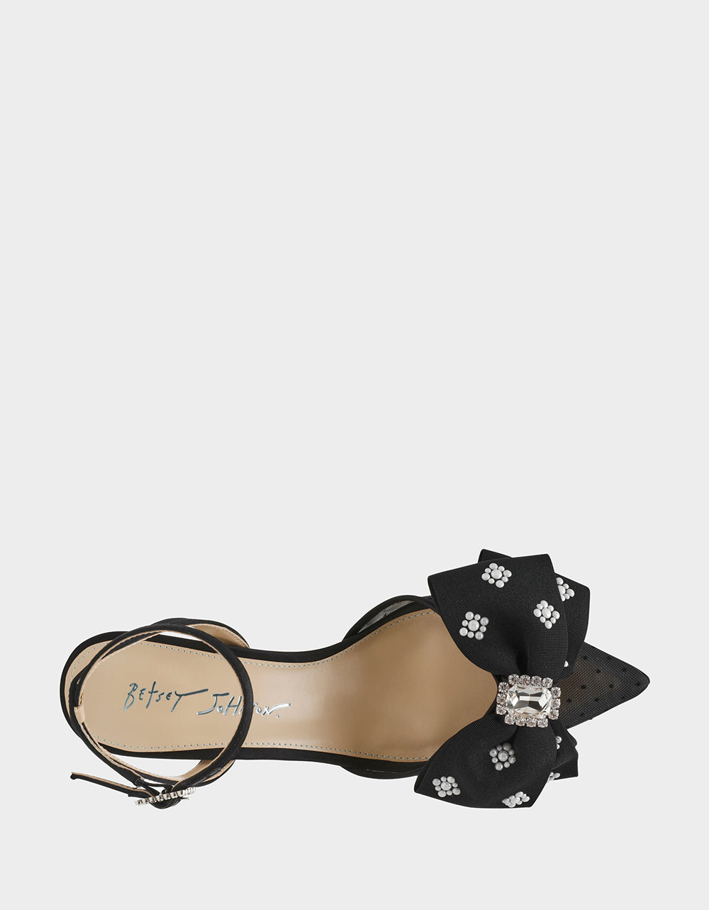 Betsey Johnson Latest | MARK BLACK Pointed-Toe Mesh Pump Rhinestone Bow Women's Heel