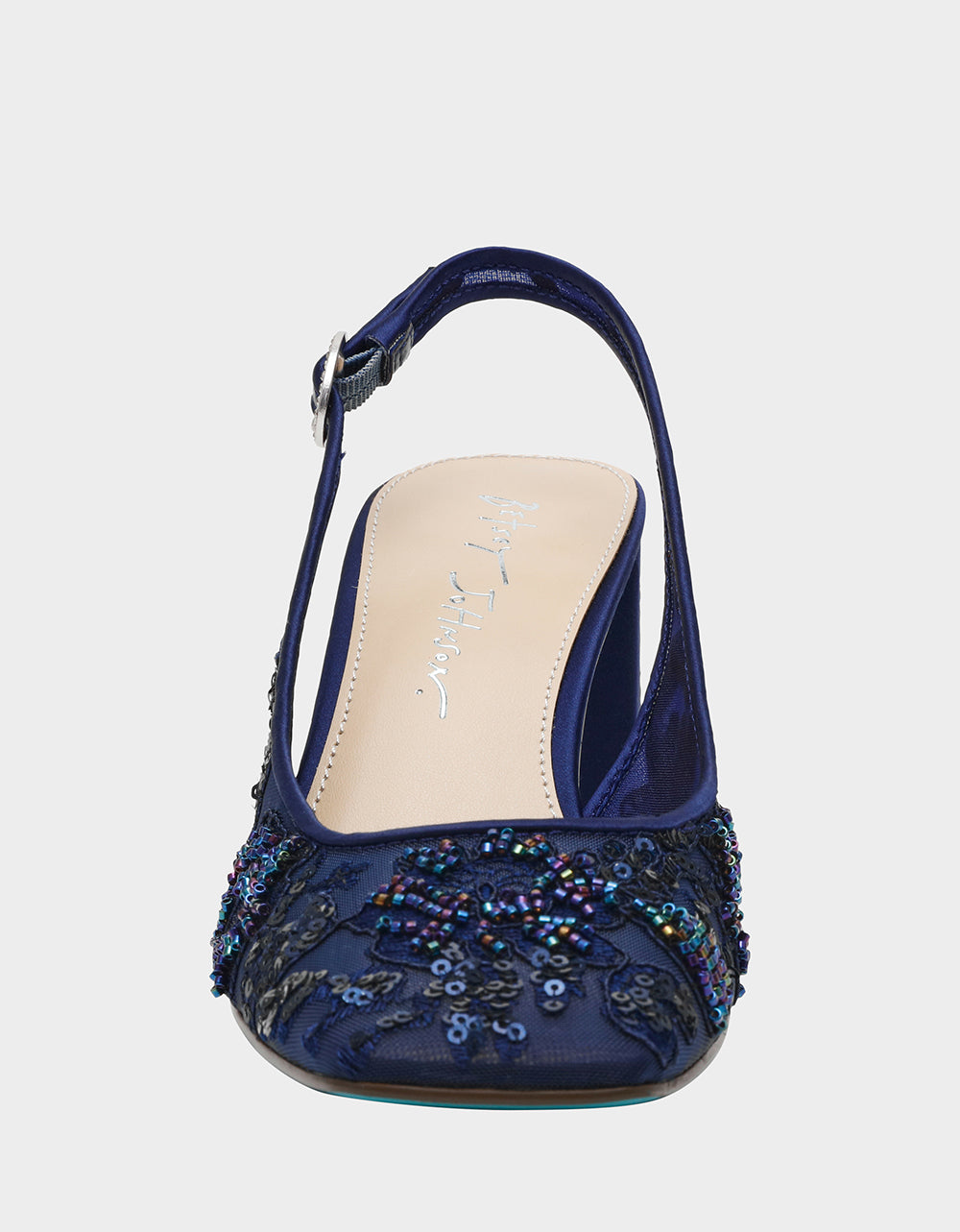 Betsey Johnson Best Seller | NINAH NAVY Square-Toe Slingback Mesh Block Heels