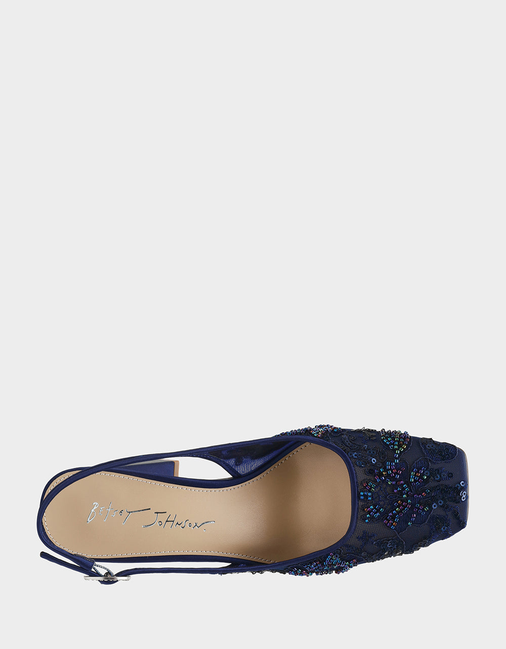 Betsey Johnson Best Seller | NINAH NAVY Square-Toe Slingback Mesh Block Heels