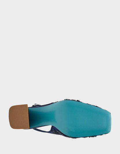 Betsey Johnson Best Seller | NINAH NAVY Square-Toe Slingback Mesh Block Heels