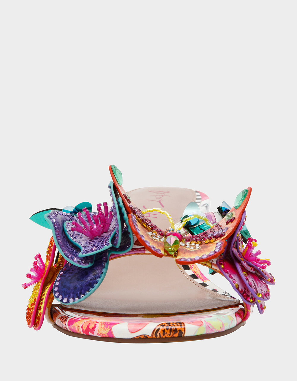 Betsey Johnson Latest | BEATRIZ WHITE MULTI Women's Floral Rhinestone Kitten Heel