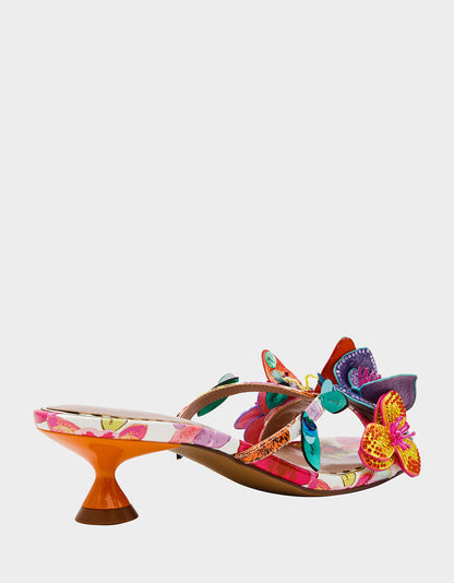 Betsey Johnson Latest | BEATRIZ WHITE MULTI Women's Floral Rhinestone Kitten Heel