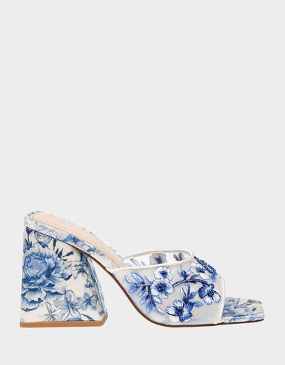 Betsey Johnson Featured | ROO BLUE FLORAL Slip-On Heel