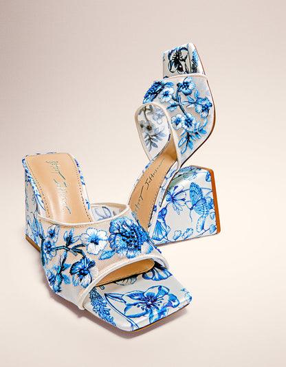 Betsey Johnson Featured | ROO BLUE FLORAL Slip-On Heel
