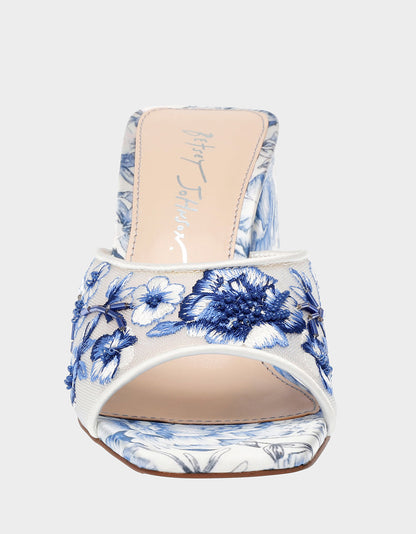Betsey Johnson Featured | ROO BLUE FLORAL Slip-On Heel