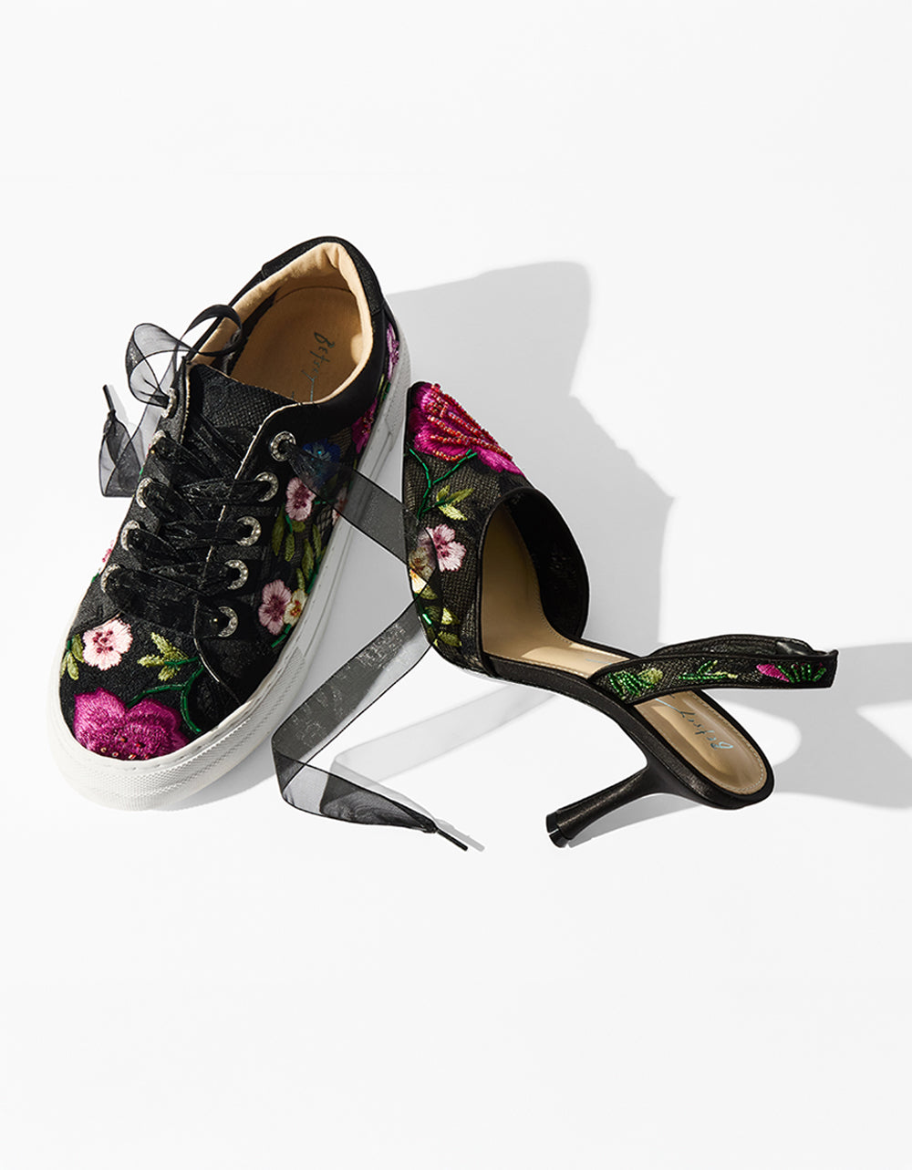 Betsey Johnson Popular | APRIL BLACK MULTI FLORAL Pointed-Toe Slingback Pump Heels