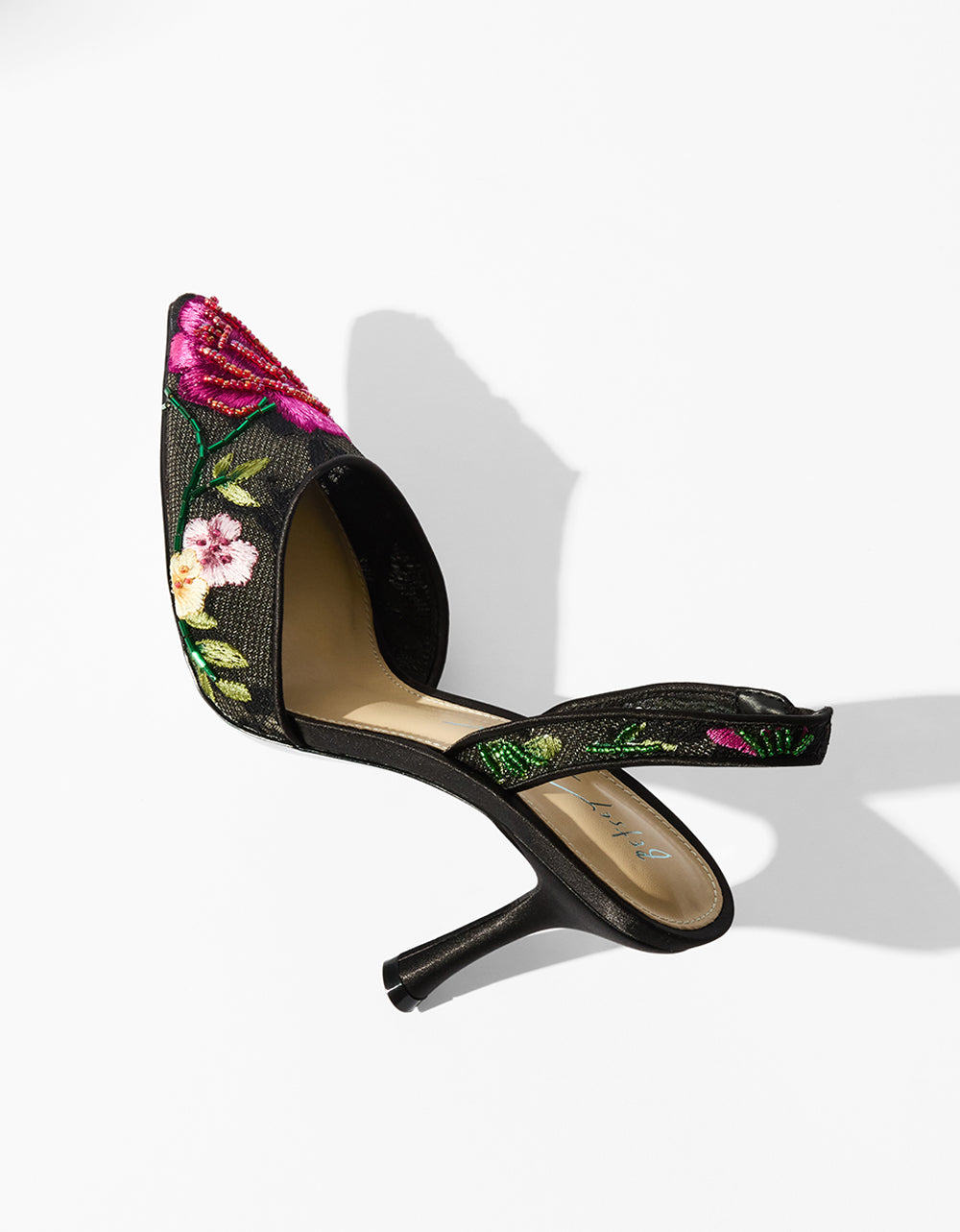 Betsey Johnson Popular | APRIL BLACK MULTI FLORAL Pointed-Toe Slingback Pump Heels