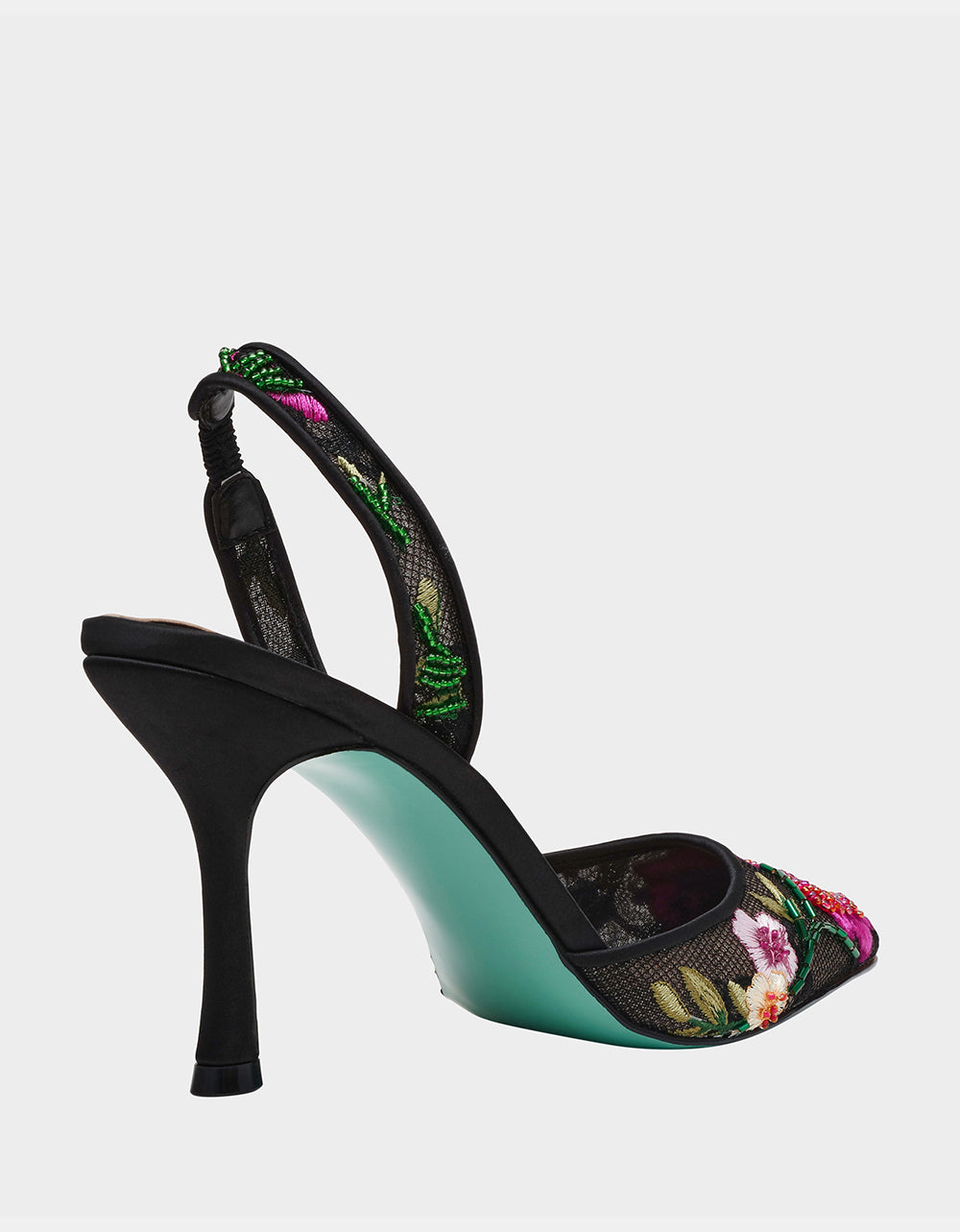 Betsey Johnson Popular | APRIL BLACK MULTI FLORAL Pointed-Toe Slingback Pump Heels