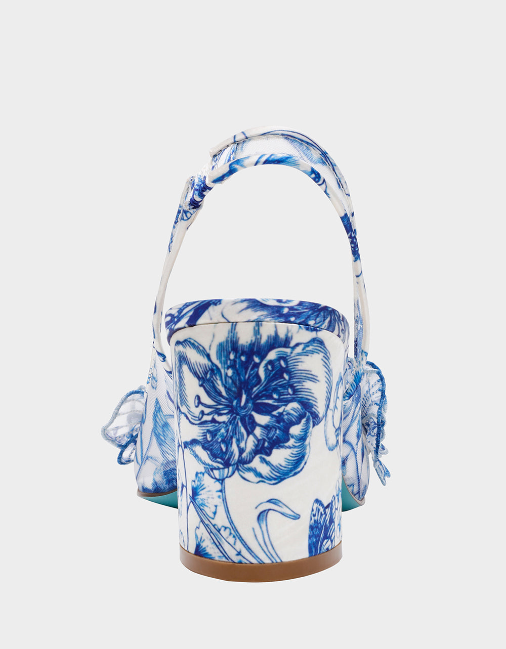Betsey Johnson New | PETRA WHITE/BLUE FLORAL Slingback Floral Mesh Block Heel