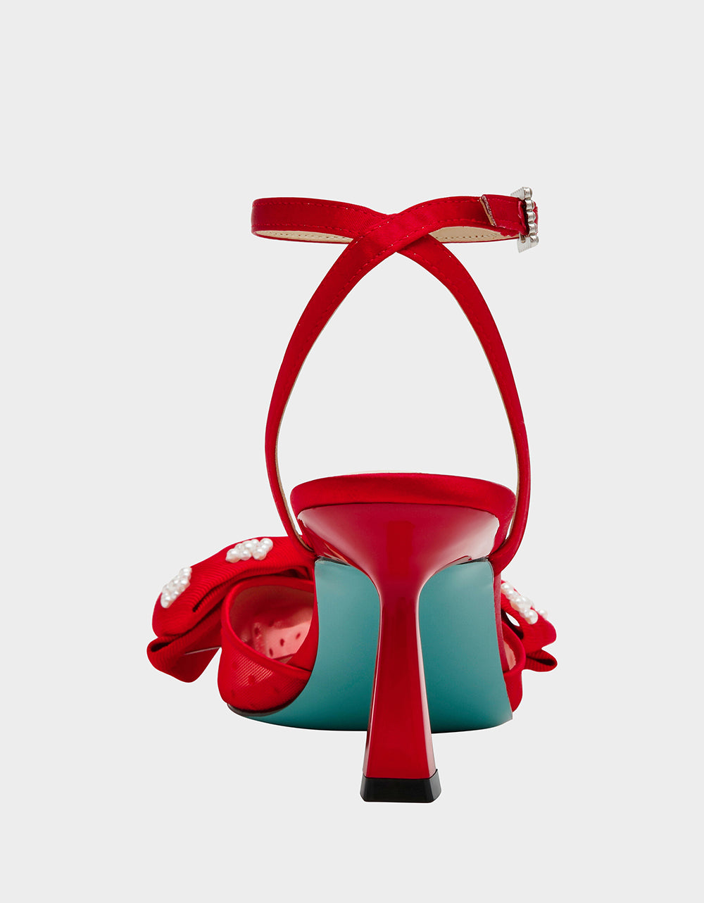 Betsey Johnson New | MARK RED Pointed-Toe Mesh Pump Rhinestone Bow Women's Heel