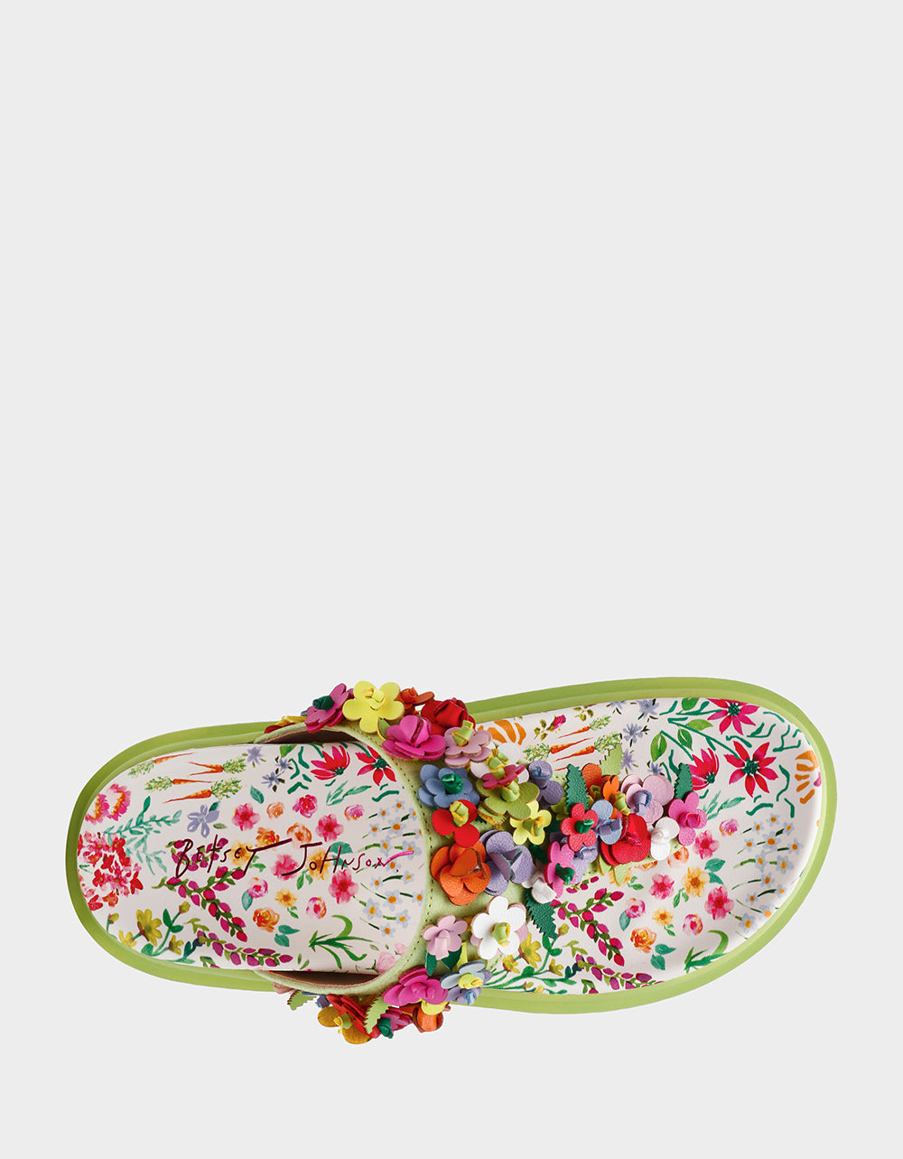Betsey Johnson New | KAMMERON NATURAL FLORAL MULTI Women's Slip-On Footbed Floral Sandal