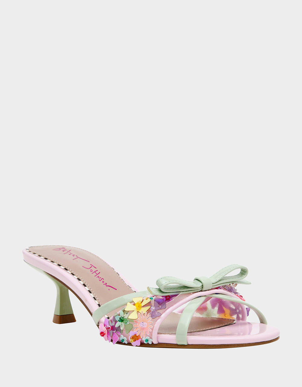Betsey Johnson Deals | SHIRLEY Pink Multi Women's Kitten Heel Mule Heel