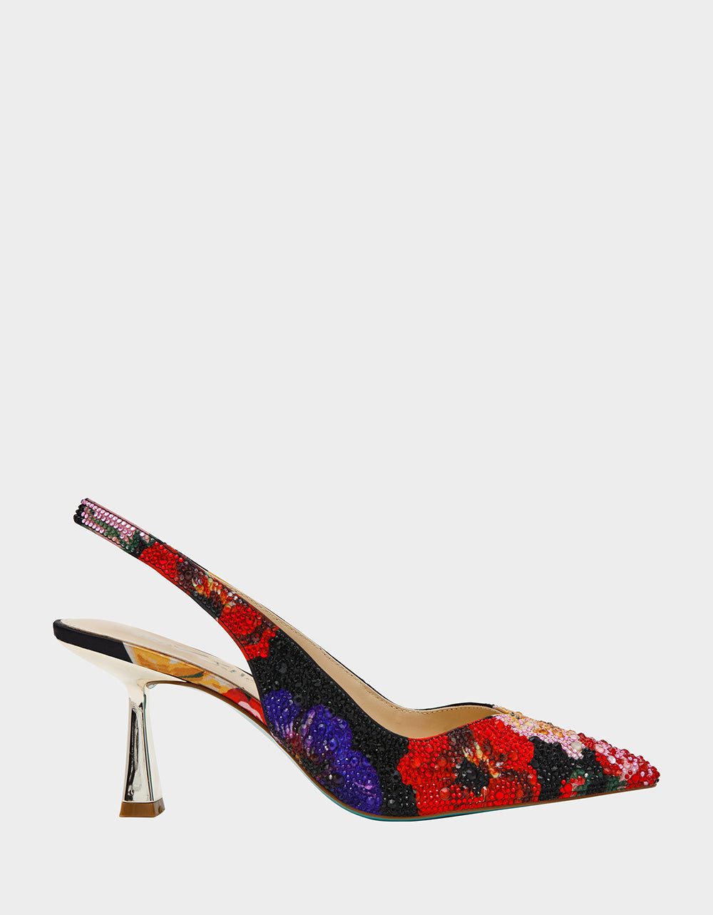 Betsey Johnson Special Offer | CLARK HEELS BLACK FLOWER MULTI Slingback Women's Kitten Heel