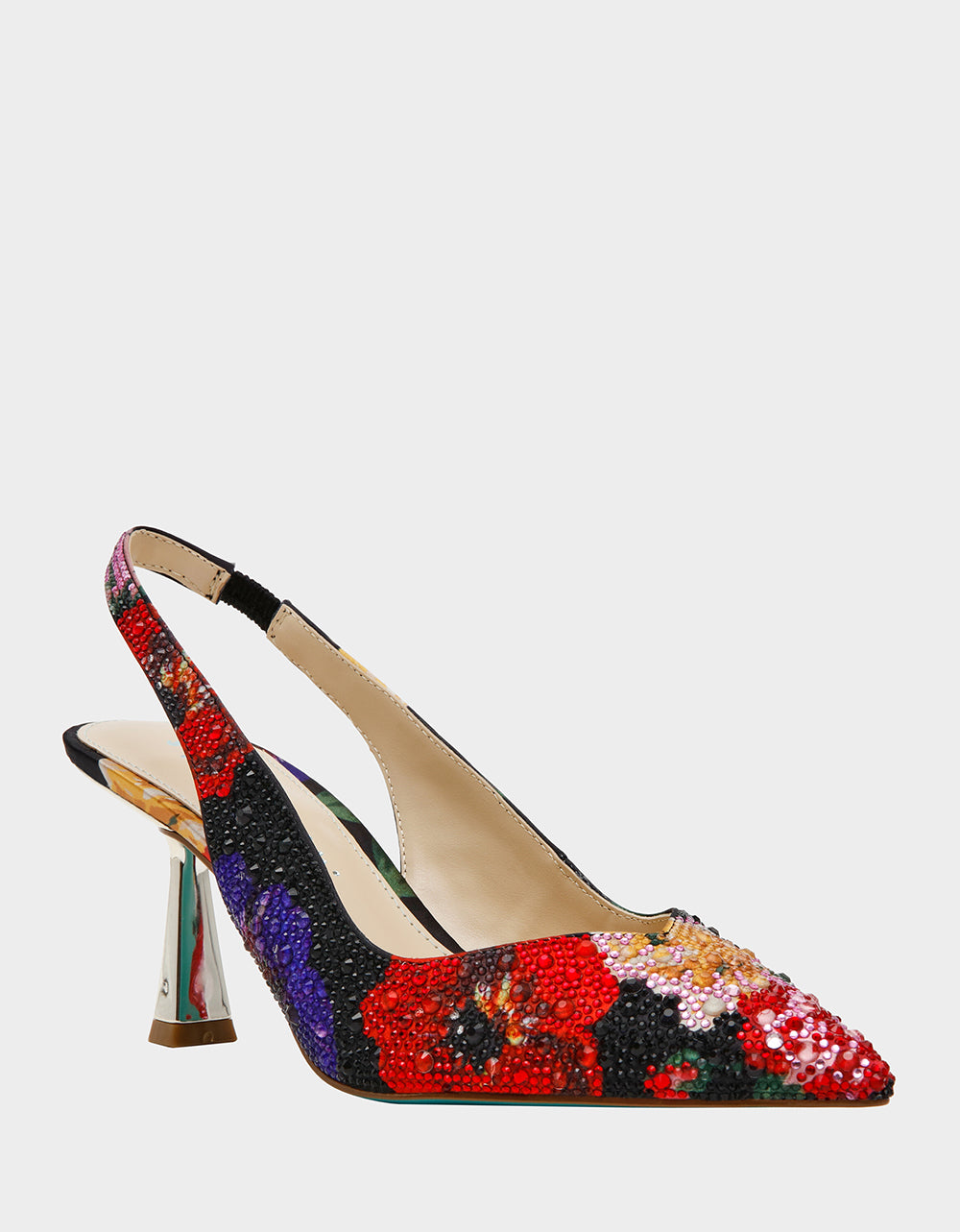 Betsey Johnson Special Offer | CLARK HEELS BLACK FLOWER MULTI Slingback Women's Kitten Heel