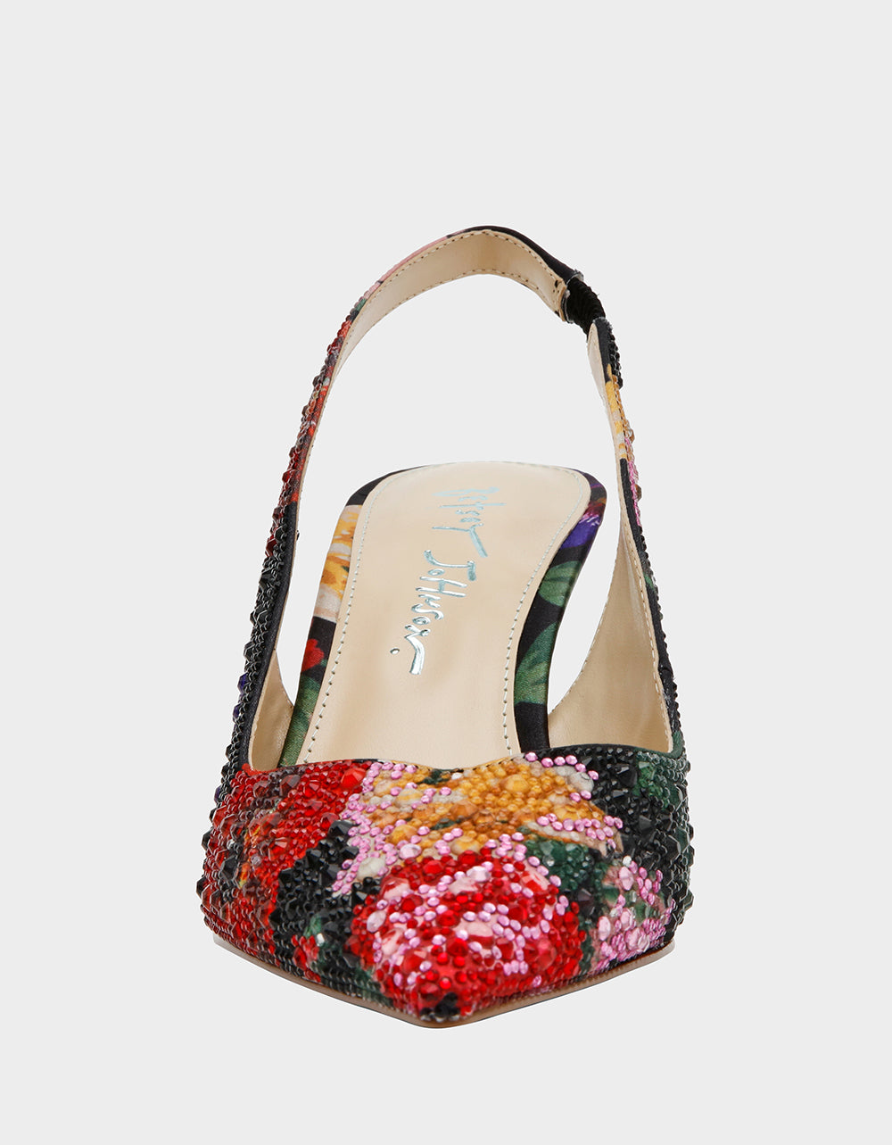 Betsey Johnson Special Offer | CLARK HEELS BLACK FLOWER MULTI Slingback Women's Kitten Heel