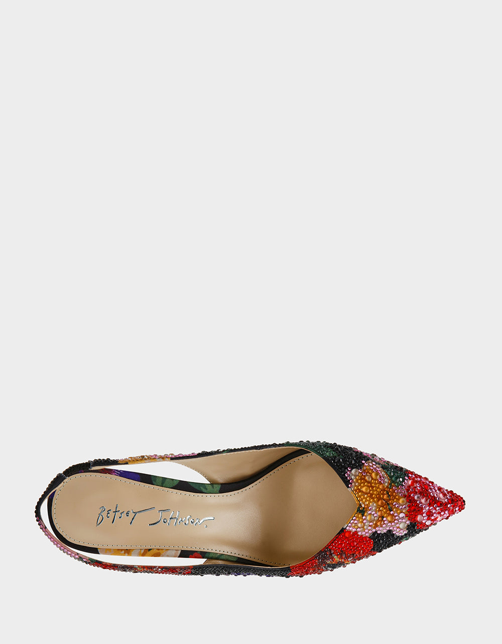 Betsey Johnson Special Offer | CLARK HEELS BLACK FLOWER MULTI Slingback Women's Kitten Heel