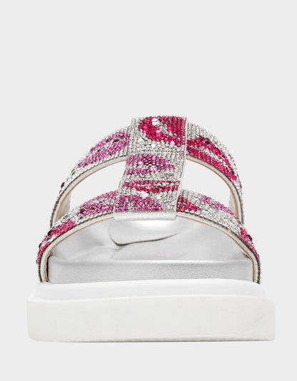 Betsey Johnson Sale | BILLY MULTI LIPS Women's Footbed Slip-On Lip Print Sandal