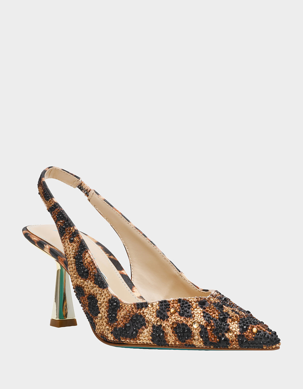 Betsey Johnson Hot Sale | CLARK HEELS NUDE LEOPARD Slingback Women's Kitten Heel