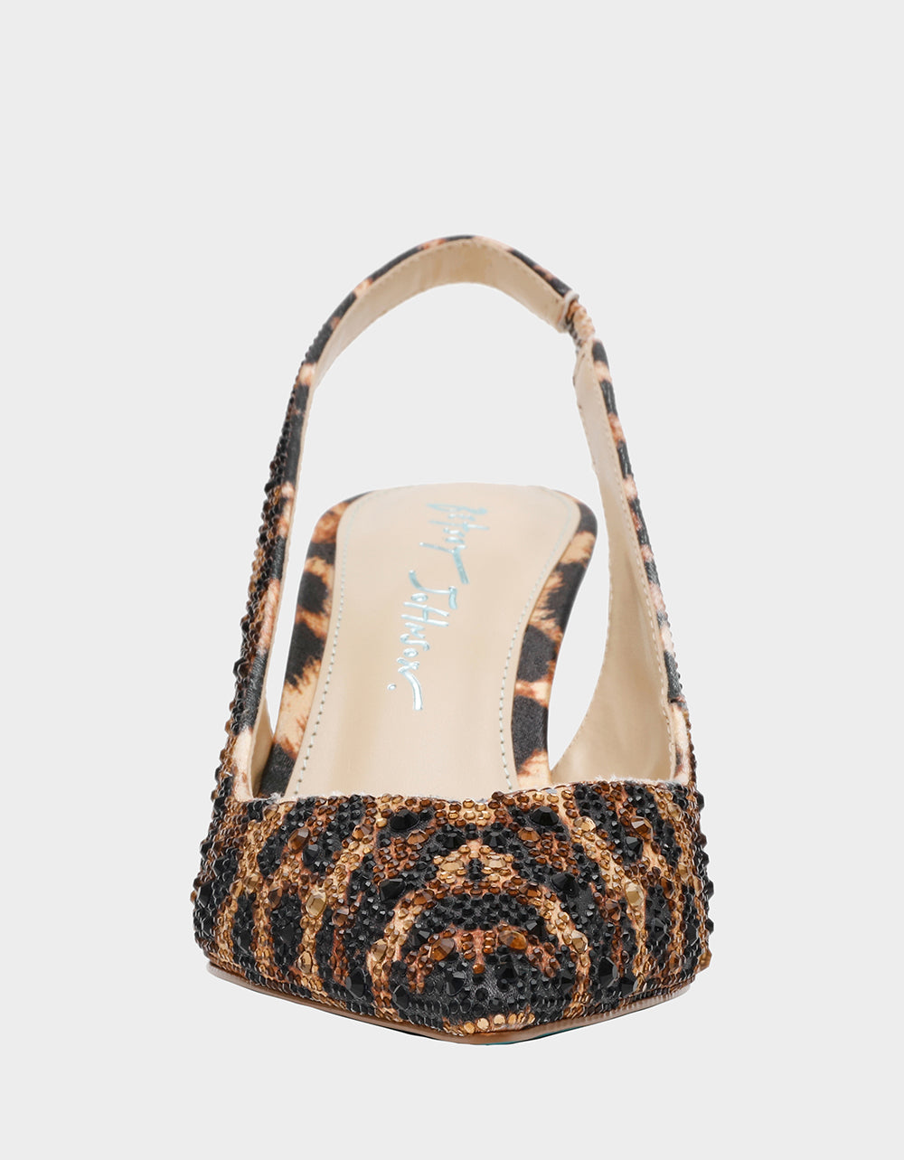 Betsey Johnson Hot Sale | CLARK HEELS NUDE LEOPARD Slingback Women's Kitten Heel