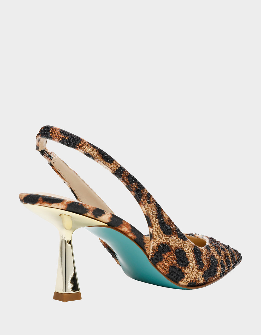 Betsey Johnson Hot Sale | CLARK HEELS NUDE LEOPARD Slingback Women's Kitten Heel
