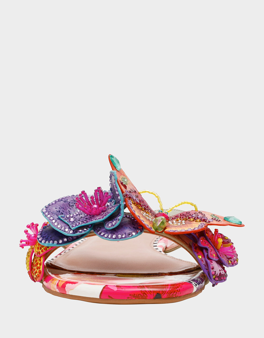 Betsey Johnson Deals | NICOLLE WHITE MULTI Women's Flat Floral Butterfly Slip-On Sandal