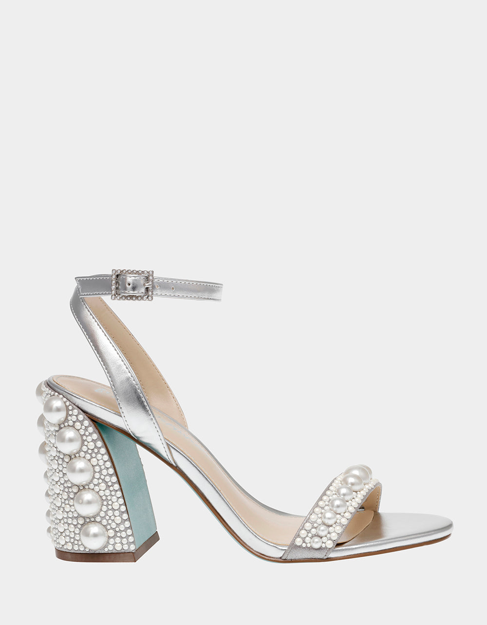 Betsey Johnson Quality | LEXI SILVER PEARL Block Heels